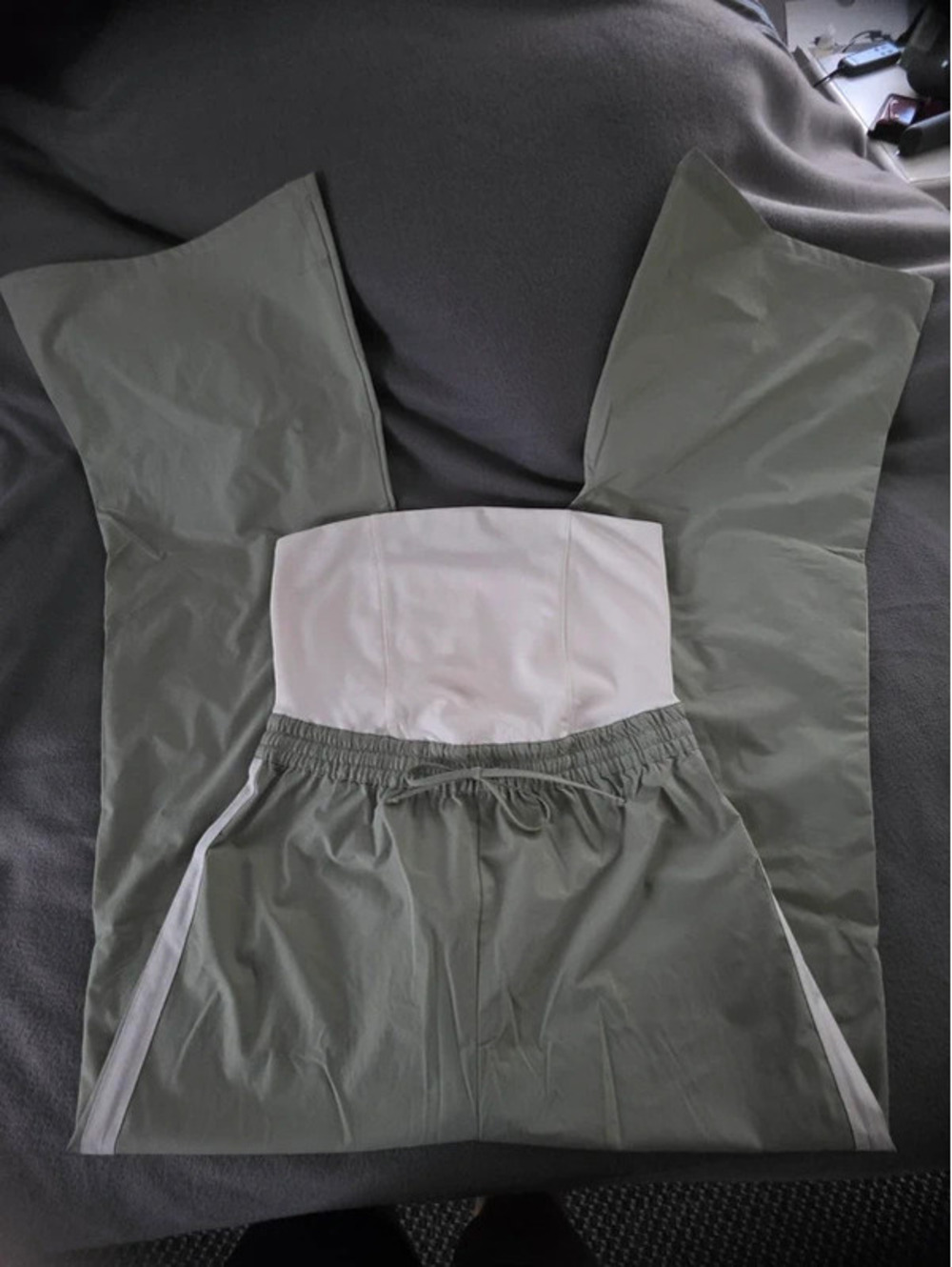 Madden Girl Strapless Wide Leg Jumpsuit Sage Green NWT